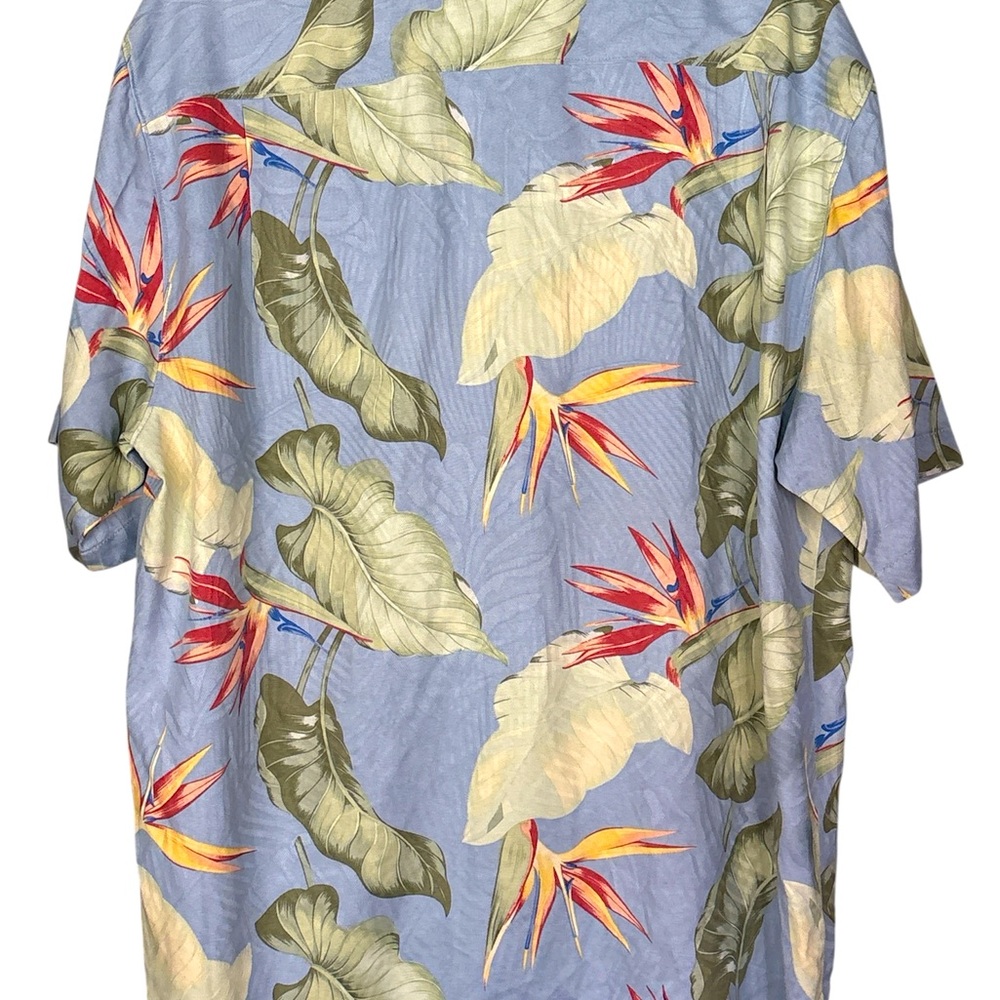 Tommy Bahama Button Shirt Multi Color Floral Bird Of Paradise 100% Silk Large - Picture 2 of 6